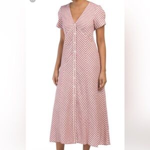 Max Studio Rose-Striped Button-Front Maxi Dress